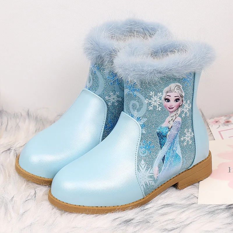 Girls\' Short Boots Children\'s Princess Elsa Boots Popular In Autumn And Winter Baby Cotton Shoes little Girl Plush Snow Boots