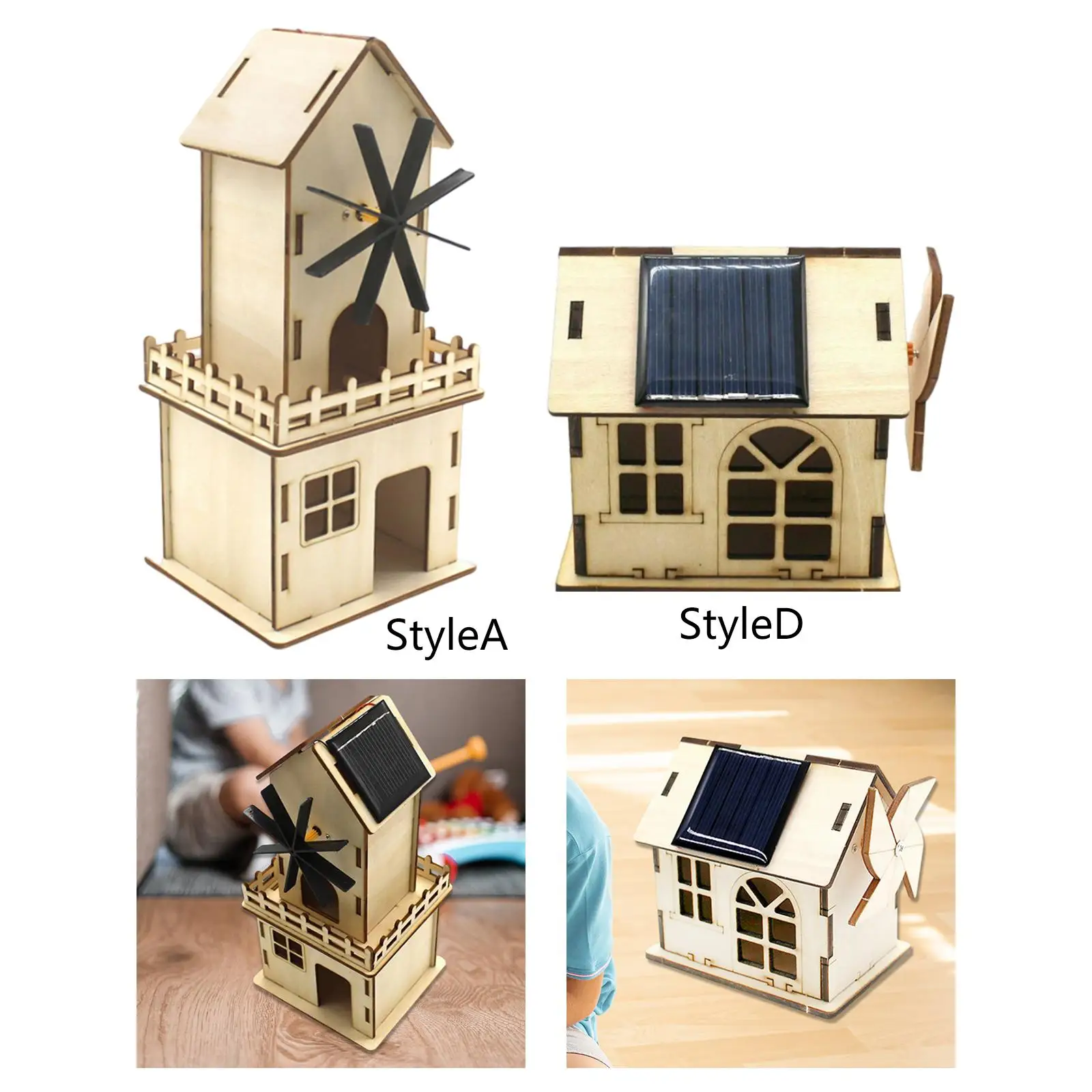 Solar Windmill Model Kit House Educational Toy Decoration Ornaments for Girls Boys