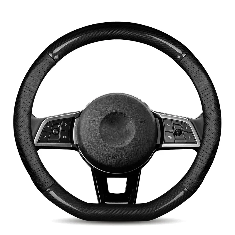 No Smell Thin For BYD M6 Steering Wheel Cover Car Genuine Leather Carbon Fiber Build Your Dreams M6 2.0 2.4 2010 2011 2013 2015