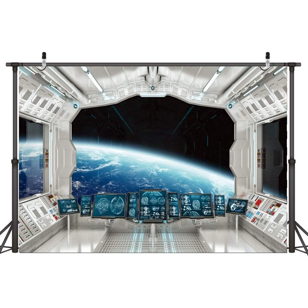 Universe Space Capsule Backdrop Window View On Planet Earth Science Fiction Spacecraft Spaceship Interior Photography Background