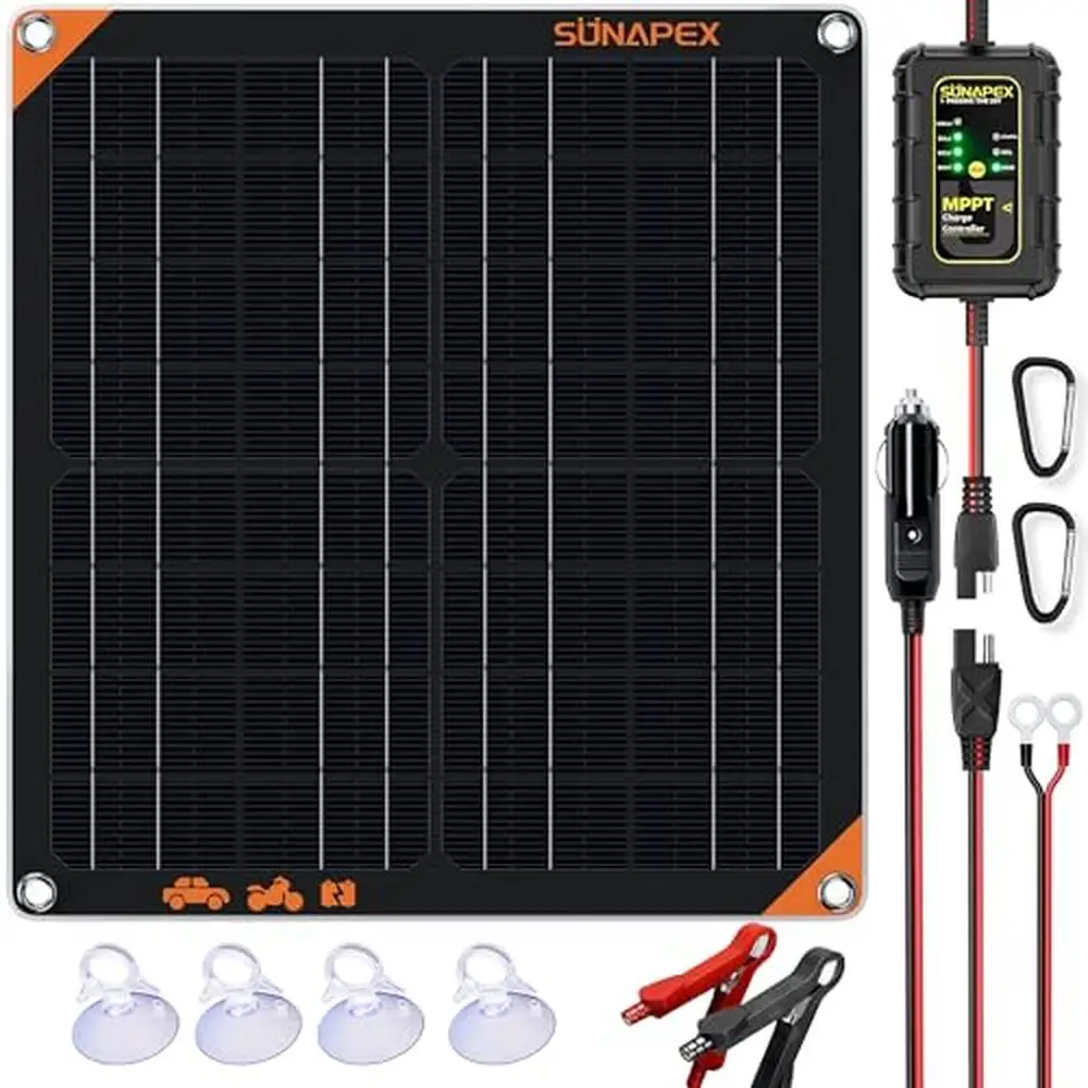 20W Solar Panel MPPT Charge Controller Battery Charger 12V Waterproof Car Trickle Maintainer Flexible Lightweight Portable IP67