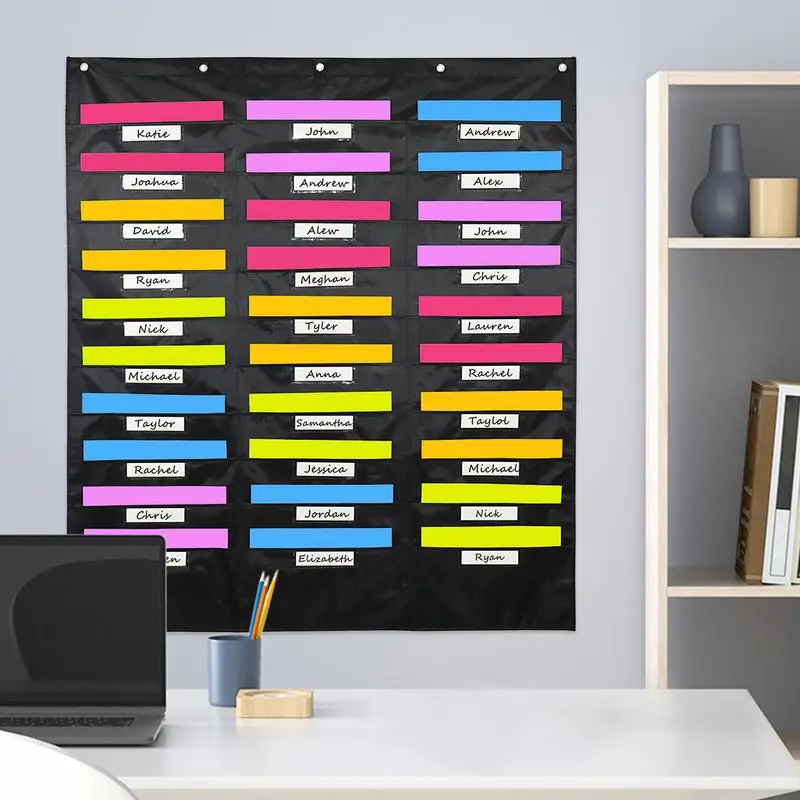 

File Pocket Chart Multiple Pocket File Organizer Colorful Document Holder Space-Saving Pocket Charts For Student Assignments