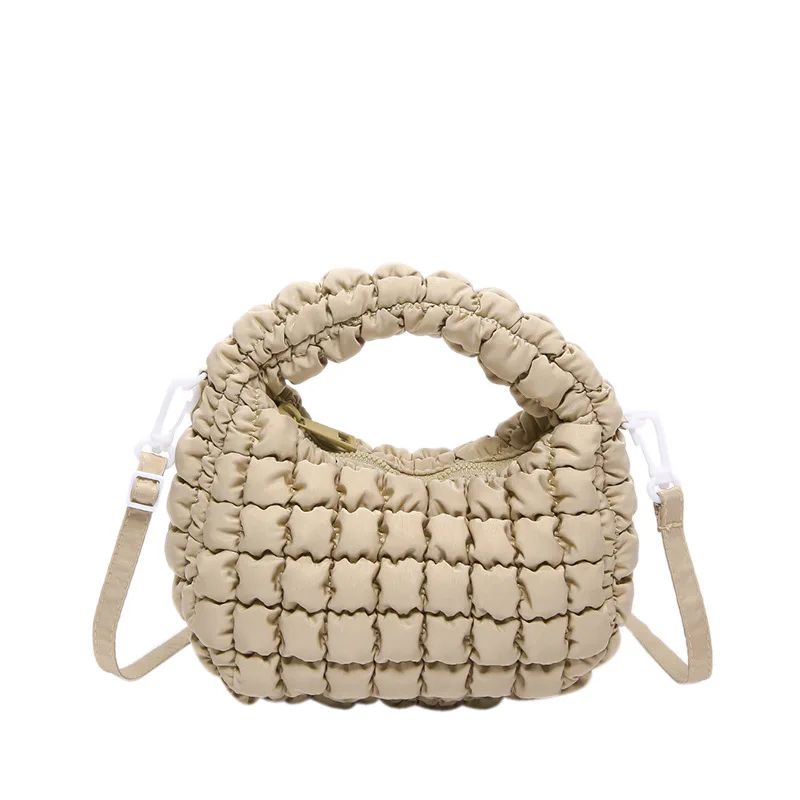 Hobos-Petit sac matelassé froncé pour femme, sacs à main en nylon rembourrés, sacs à bandoulière en duvet de coton, décontracté, initié, mini sac femme