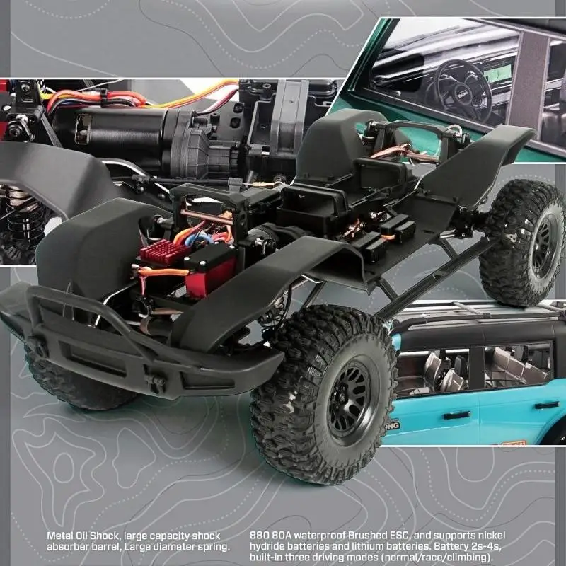 YK4083 V3 1/8 Simulazione elettrica remota Ford Fierce Horse a quattro ruote motrici Giocattolo fuoristrada da arrampicata ad alta-bassa velocità