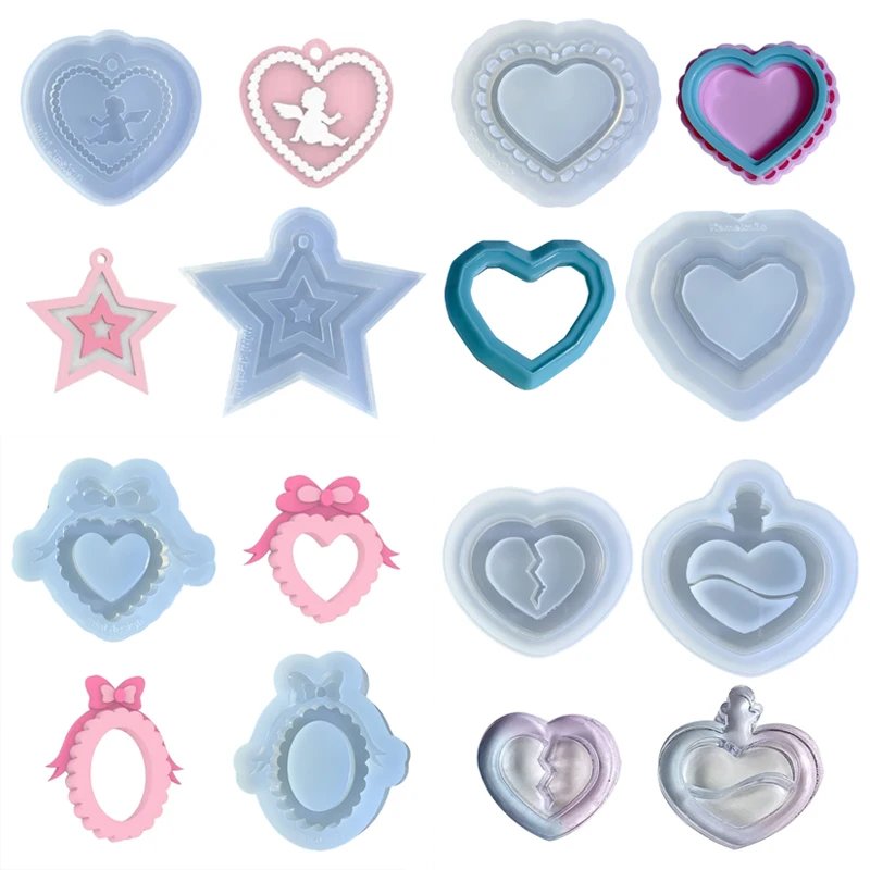 Resin Shaker Molds Quicksand Silicone Mold Epoxy Keychain Pendent Casting  Mould for Charm Jewelry Pendant Decor Art Grip Moulds