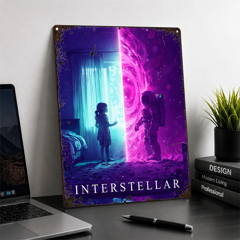 Interstellar Child Portal Aluminum Poster Cinematic Wall Art For Entertainment Room Customized Metal Sign Collector Gift Idea