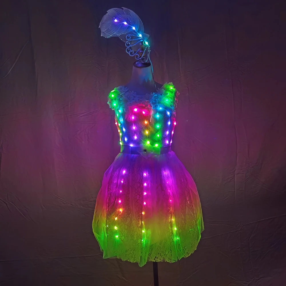 

Light Up Luminous Clothes LED Costume Ballet Tutu Led Dresses Singer Dancer Stage Wear Outfi For Dancing Skirts Wedding Party