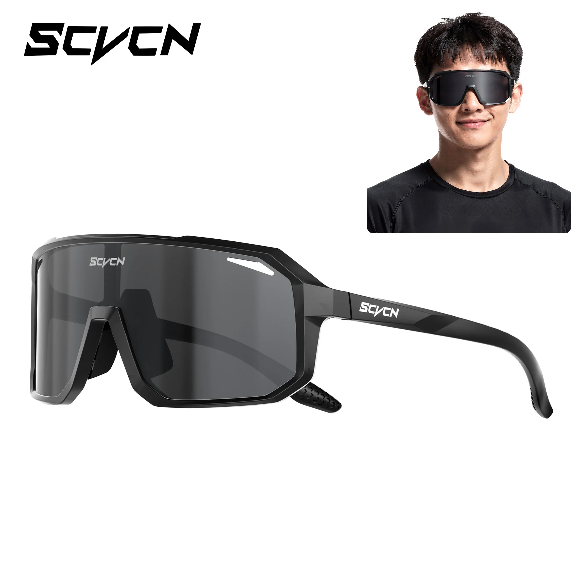 SCVCN Fahrrad-Sonnenbrille für Damen und Herren, Sportbrille für Radfahren, Motorradfahren, Wandern, UV400-Schutz, Outdoor-Lauf- und Kletterbrille