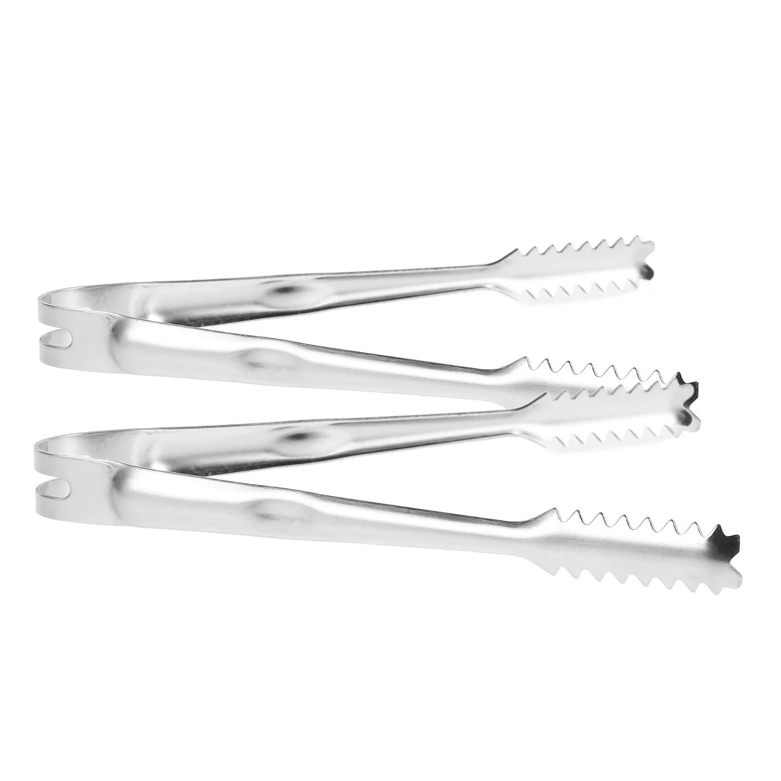 

2Pcs Stainless Steel Ice Tongs Nonslip Handle for Bbq Grilling Bread Fruit Salad Small Serving Food Clip Multifunctional