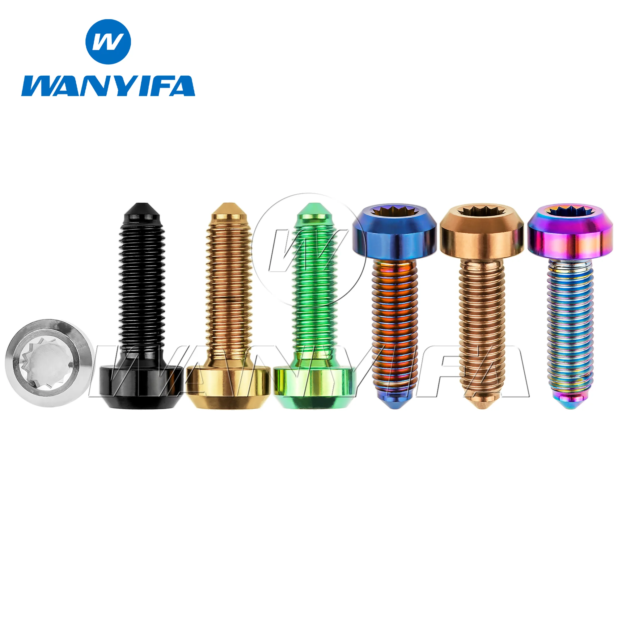 Titanium Alloy Bolt M7x24.5mm Forged Spline Head 6.4mm Drive 12-Point Suitable for Automotive Split Wheel Rim