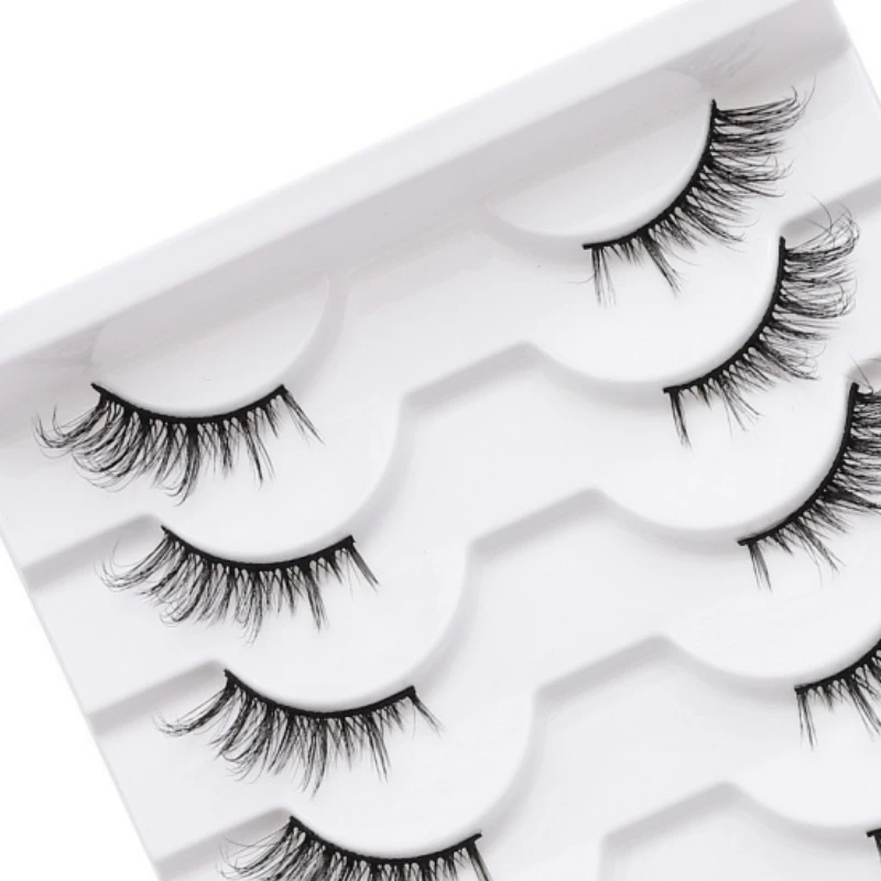 

wholesale 10pairs 3D faux mink lashes Half eyelash natural model private label packaging
