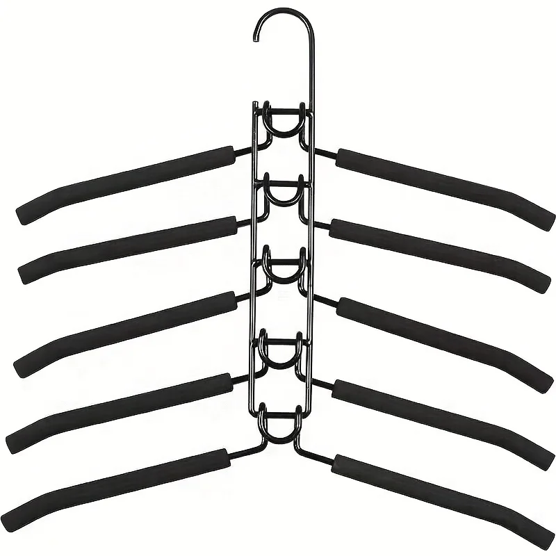 1pc Heavy-Duty ruimtebesparende kleerhanger - meerlaagse metalen kledingorganizer met antislip schuimkussentjes, stevige kasthanger - afbeelding 2