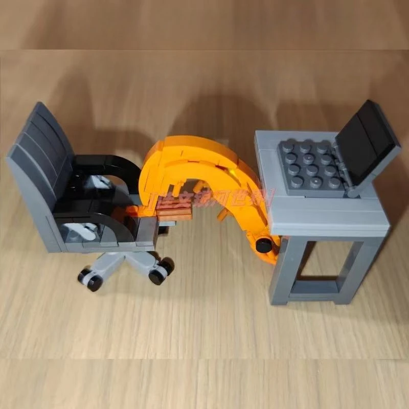 نموذج تجميع شخصيات مكتب العمل الشاق لرجل الروبيان من MOC، مكعبات بناء مدينة، لعبة تخفيف التوتر وتجميع الألغاز للأطفال