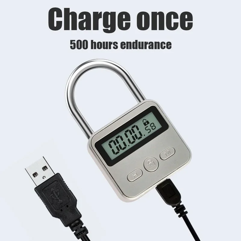 Multi-function Waterproof Smart Time Lock LCD Display Travel Electronic Timer USB Charging Temporary Timer Padlock