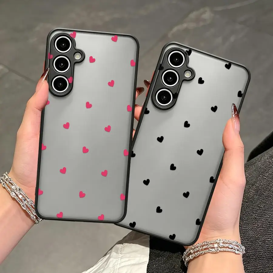 Phone Cover Case for Samsung Galaxy A14 A23 A34 A36 A17 A52 A16 A15 A35 A54 A52S A72 A73 A33 A53 A56 A55 Black Love Heart