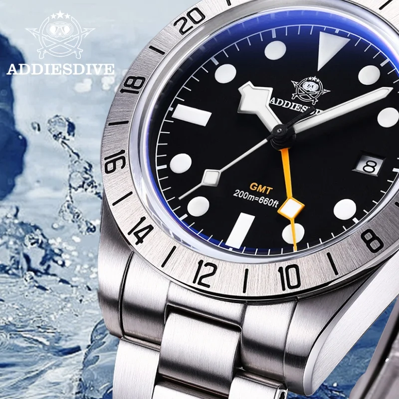 ADDIESDIVE AD2035 Ronda 515-24H Men's Watch BGW9 Super Luminous Bubble Mirror Glass GMT Watch 20Bar Waterproof Quartz Watches