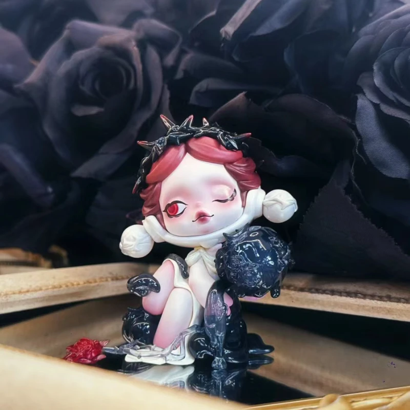 Skullpanda Glimpse Valentine's Day Figure Doll SP with Rose Vintage Gothic Toy Handmade Sweet Puppet Art Collection Gift for Her