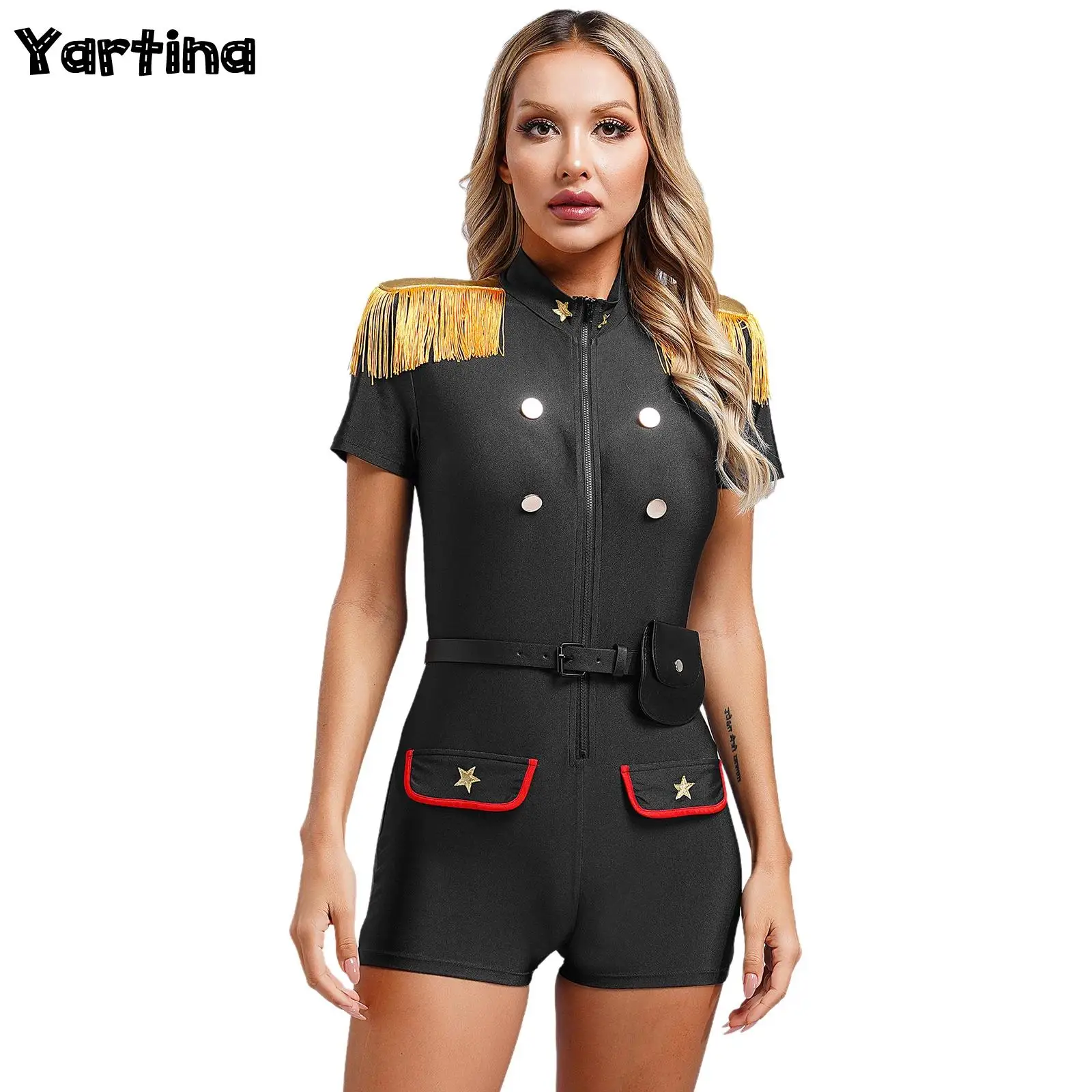 

Женский костюм пилота в стиле милитари с кисточками, комбинезон с поясом и сумочкой, костюм офицера грязного полицейского для косплея, униформа полицейской женщины