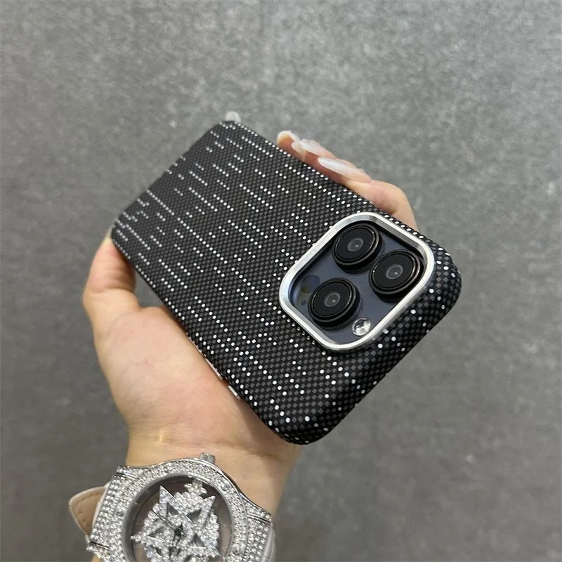 New Luxury Carbon Fiber Texture Magnetic Phone Cases For iPhone16 15 13 14 12Pro Max Magsafe Case Matte PC Hard Shockproof Cover