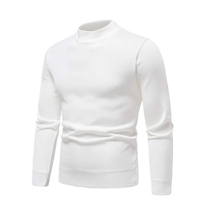 Pullover Männer Herbst Winter Jumper Fleece Verdickt Neue Koreanische Strickwaren Oansatz Solide Weiß Schwarz Kalten Bluse Bottom Shirt Kleidung – Detail 3