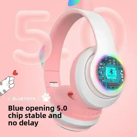 Wireless headset STN28 popular head mounted illuminated cat ear wireless Bluetooth headset universal