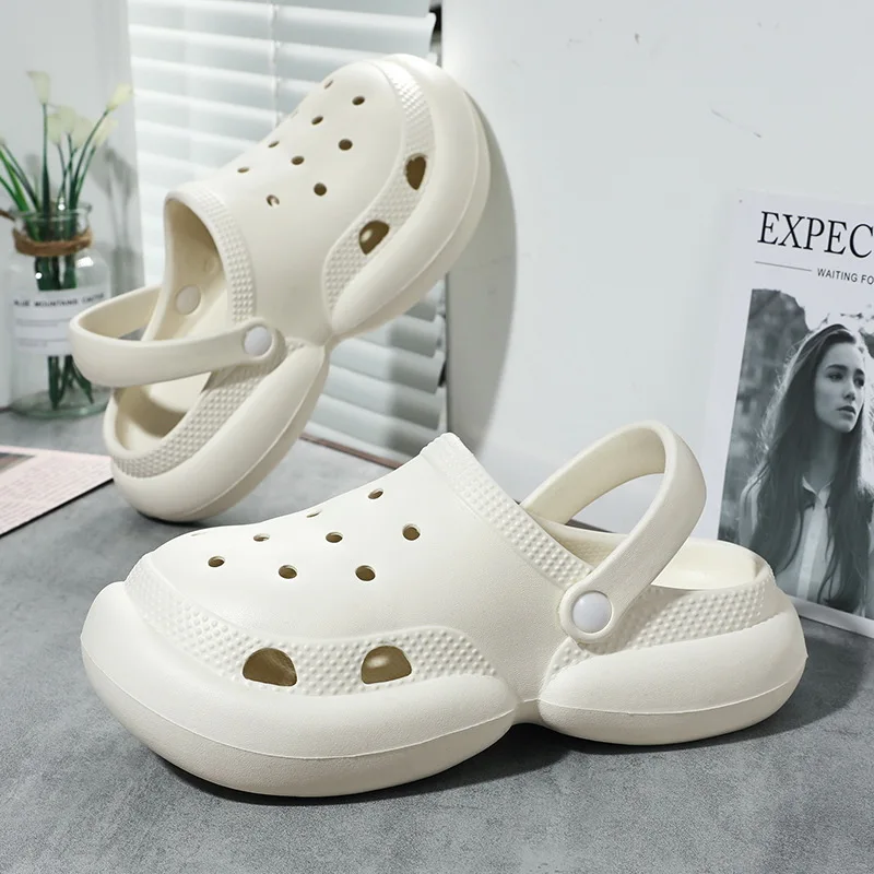 

Summer New Hollow Sandals for Outer Wear Thick-soled Beach Non-slip Trendy Middle-aged and Older Children's Toe-cap Slippers