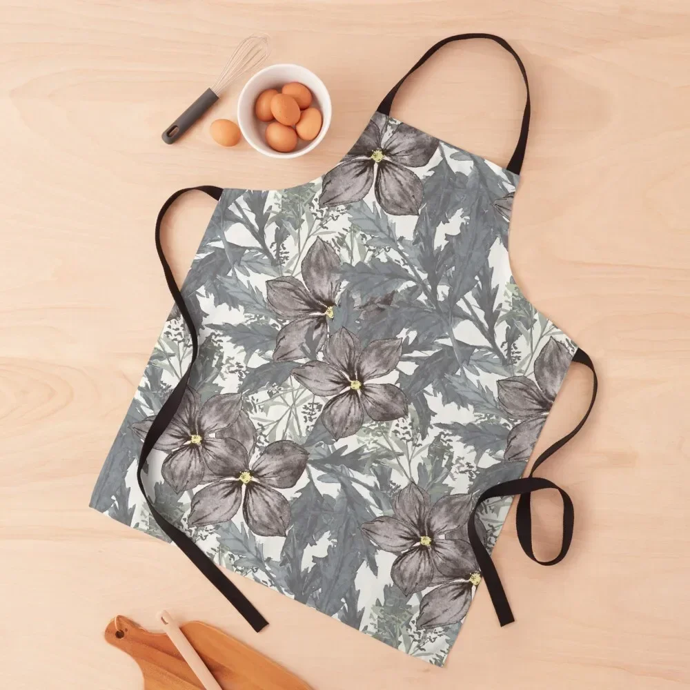 Indigo Wildflower Pattern Apron Kitchen For Women Customizable Woman For Cooking Apron