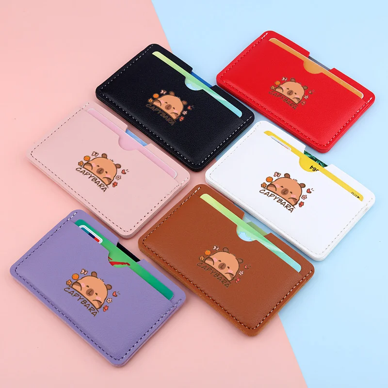 Cute Capybara Cartoon Card Holder, 3 Slots Multi-card Storage Pocket Closure Card Case, Compact Portable Card Wallet for Student