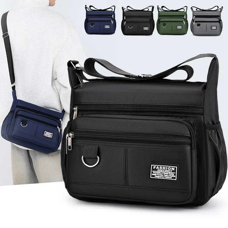 Men's Cross-Body Bag with Multi-Layered Pockets, Adjustable Shoulder Strap, Business Single-Shoulder Bag