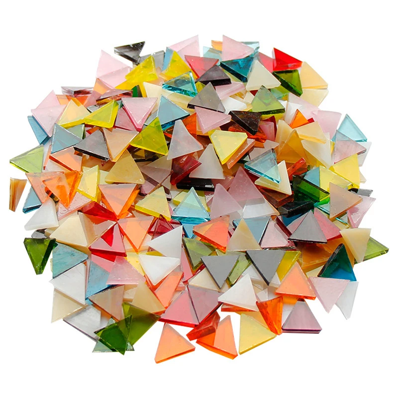 50g Clear Glass Mosaic Tiles Triangular Stained Mosaic Piece DIY Mosaic Making Stones for Craft Hobby Arts Home Wall Decoration