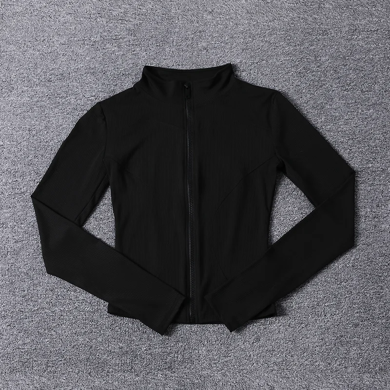 New Fashion Slim Fit Women Yoga Jacket Long Sleeve Gym Breathable Workout Top Quick Dry Sports Coat Full Zip