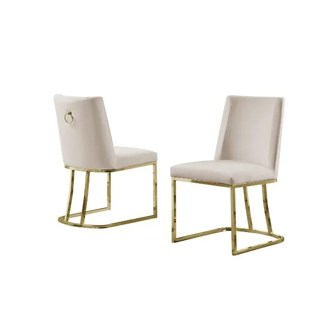 

z High Quality Dining Room Furniture Gold Stainless Steel Legs Upholstered Dining Chairs for Home Restaurant