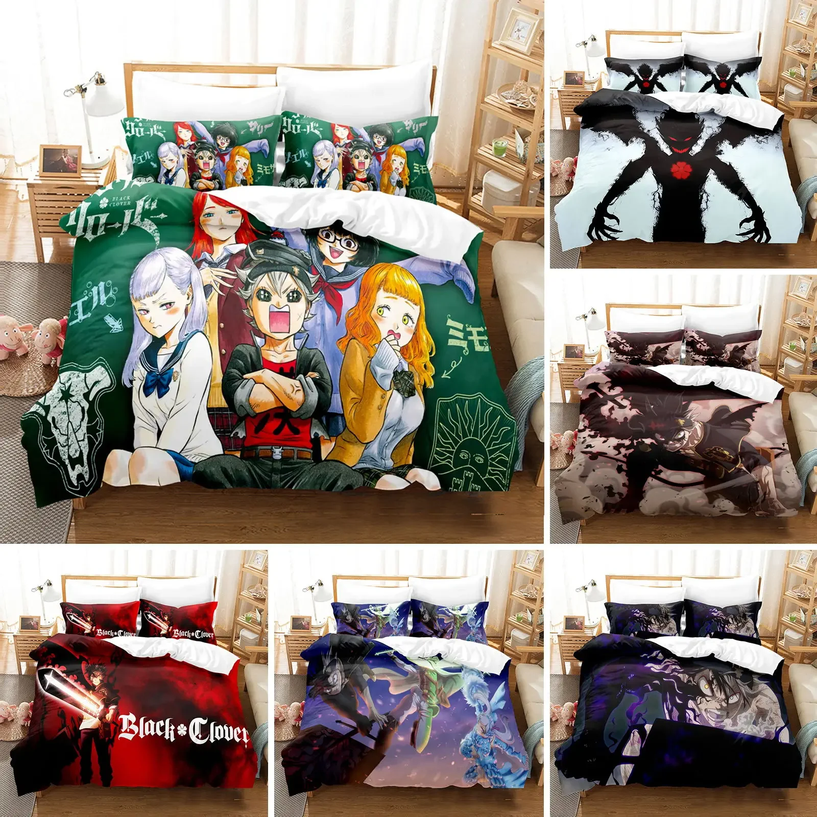 

3D Printed Black Clover Bedding Set Anime Asta Duvet Cover Double Twin Full Queen King Adult Kids Bedclothes Quilt Cover