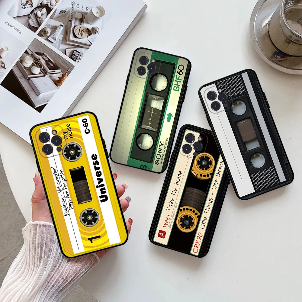 

Magnetic Radio tape Cassette Phone Case Silicone Soft for iphone 15 14 13 12 11 Pro Mini XS MAX 8 7 6 Plus X XS XR Cover