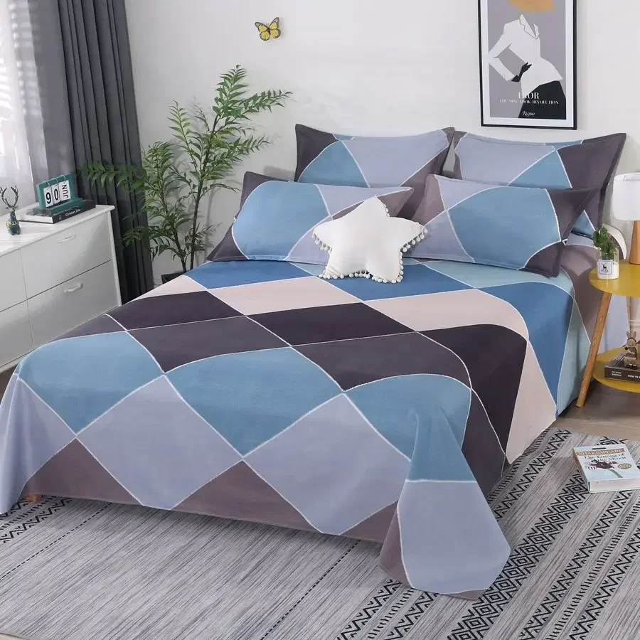 3pcs/Set Home Textile Bed Sheet Set with Pillowcases Cotton Material Lovers Home Room Bedding Flat Sheet Bed Sheet Set