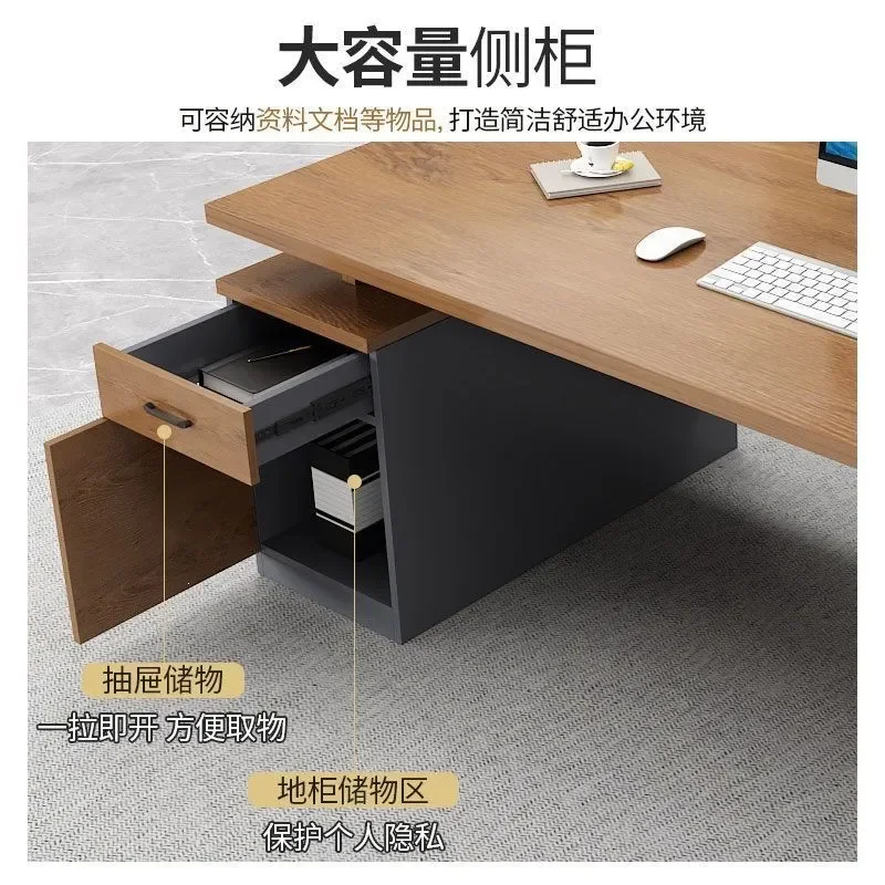 for Simple Modern Office Desk and Chair Combination for Boss Manager President Single Large Executive Desk Table Furniture