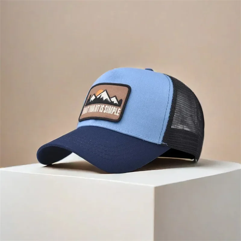 

Lightweight Mesh Baseball Cap Color Block Trucker Hat with Embroidery for Outdoor Sports Summer Cycling Camping Hiking Sun