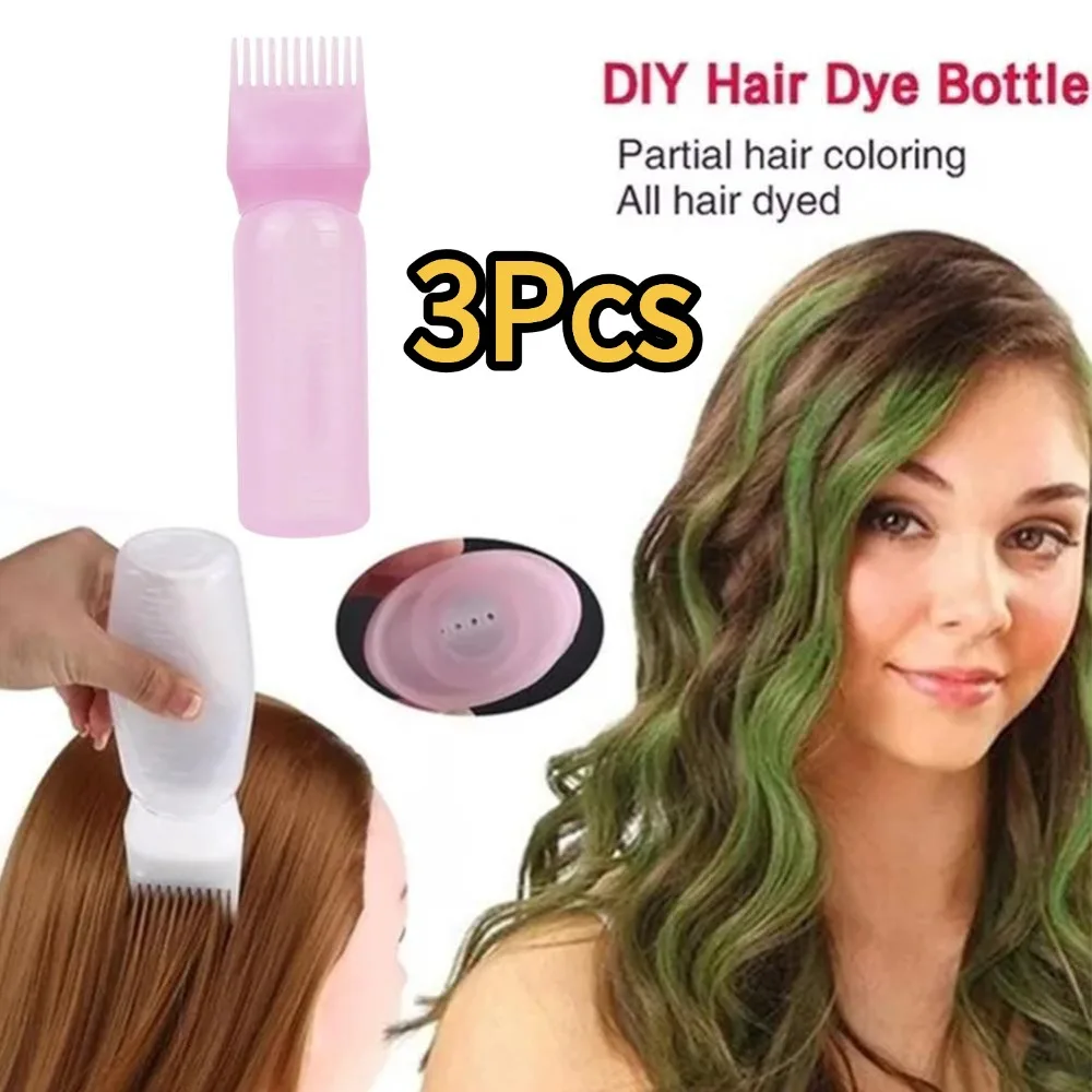 

3Pcs Salon Hair Oil Applicator Bottle Professional Hairdressing Dyeing Comb Bottles Barbershop Hairdresser Coloring Supplies