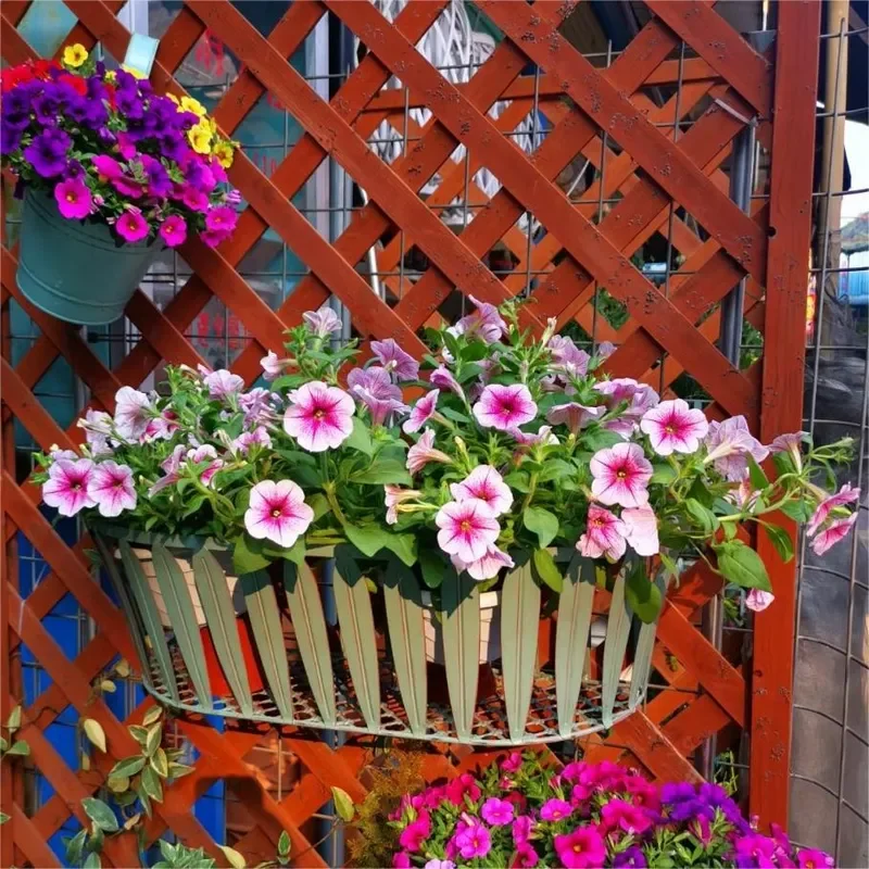 Wrought Iron Wall Mounted Flower Pot Shelf Simple Indoor Balcony Green Plant Rack Succulent Potted Storage Holder for Home