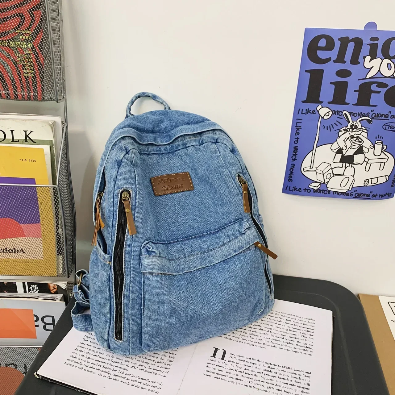 Modne plecaki jeansowe dla szkoły Trend Student Jeans Bag Multi Pockets Plecak o dużej pojemności Mochila De Escola Feminina 2024