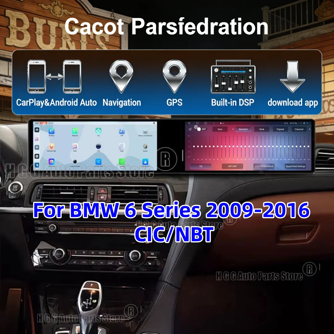 

Car Radio Dual12.3"Co-Pilot Passenger Screen For BMW 6 Series 2009-2016 CIC/NBT Navigation Wireless GPS Stereo Multimedia Player