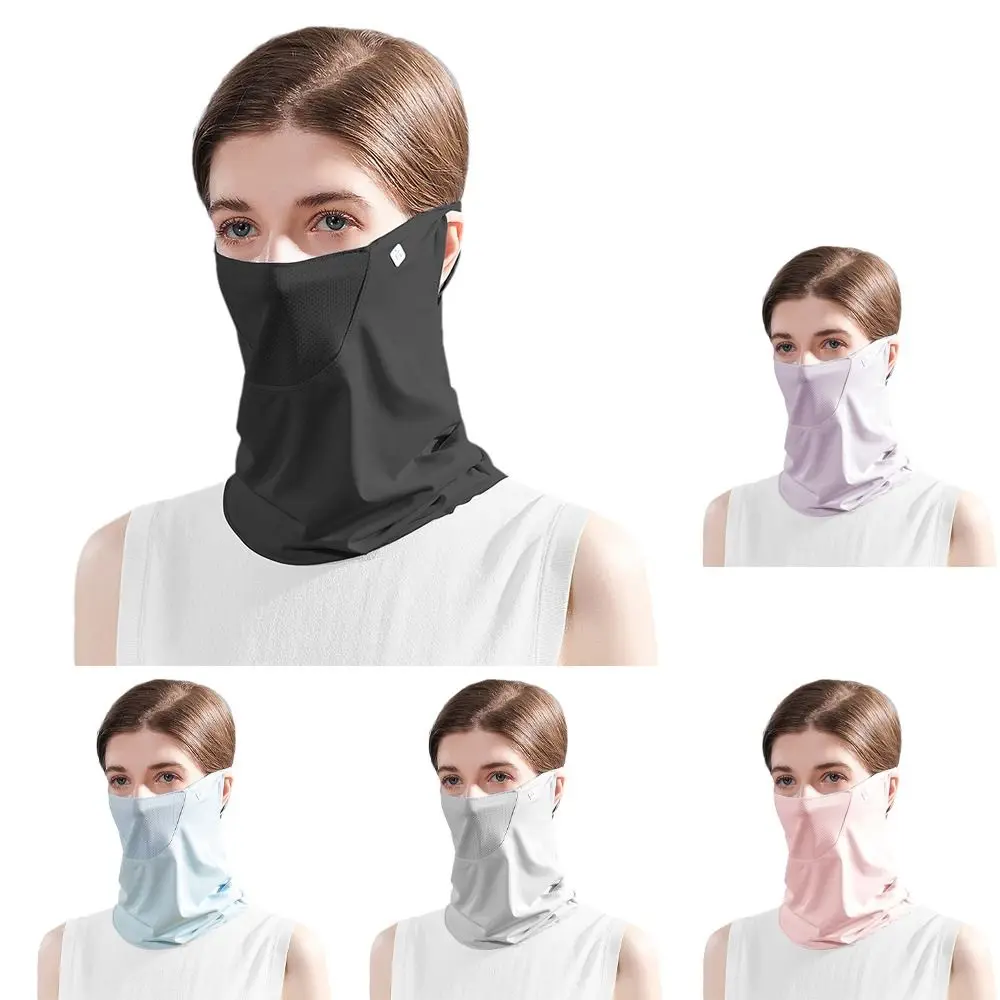 Maschera Outdoor Mesh protezione solare anti-uv tinta unita uomo pesca maschera per il viso Womne maschera per la scollatura maschera per la protezione solare estiva seta di ghiaccio