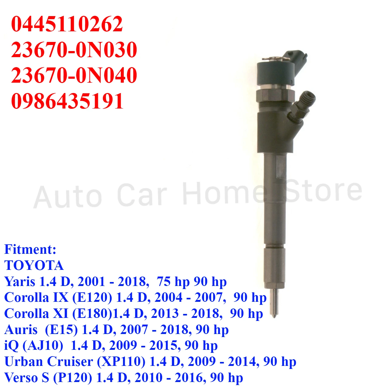 23670-0N030  23670-0N040 New Diesel Fuel Injector Assy For Toyota Yaris Auris Verso Corolla 1.4D 75hp 90hp 2001-2018 0445110262