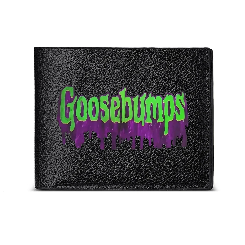 Goosebumps Green And Purple Drip Logo Men's Wallet Card Holder Casual Business Fashion Print Design
