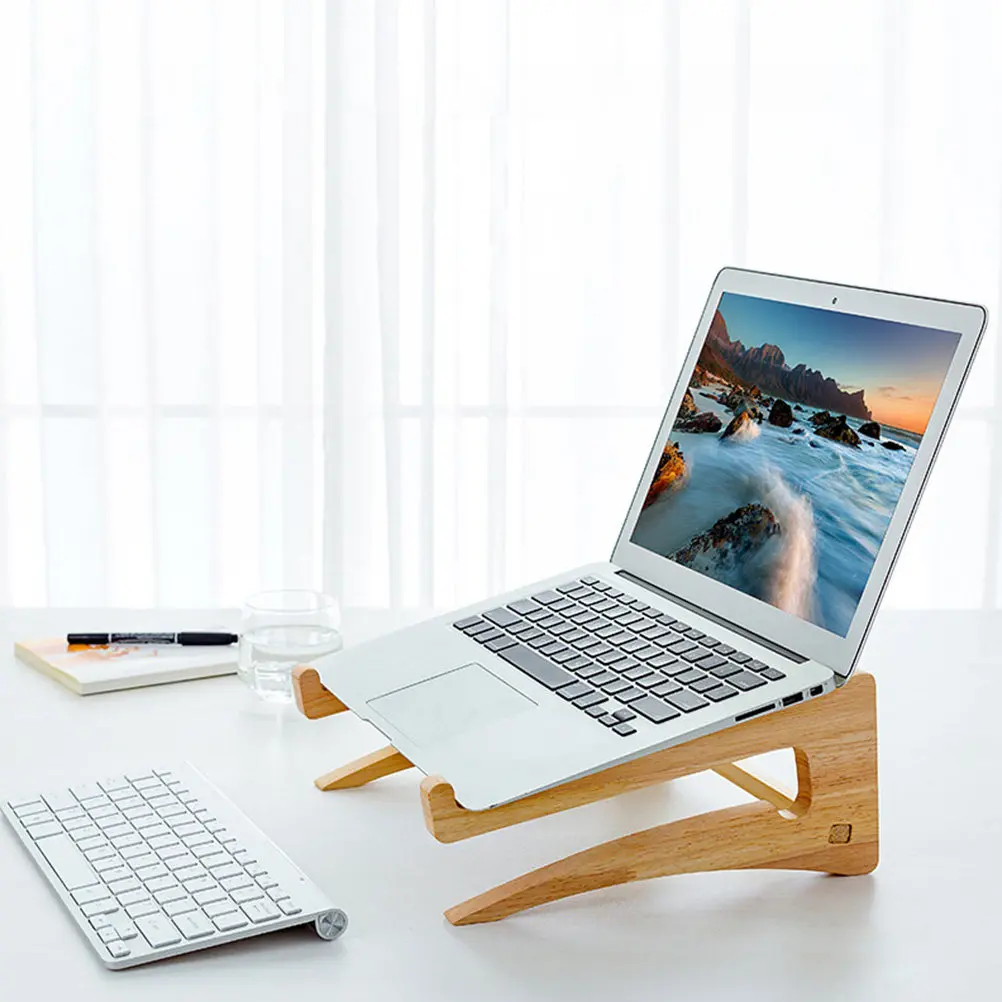 Notebook Computer Wooden Stand Premium Laptop Riser Modern Design Office Desk Holder Keyboard Lift Heat Dissipation Laptop view 4