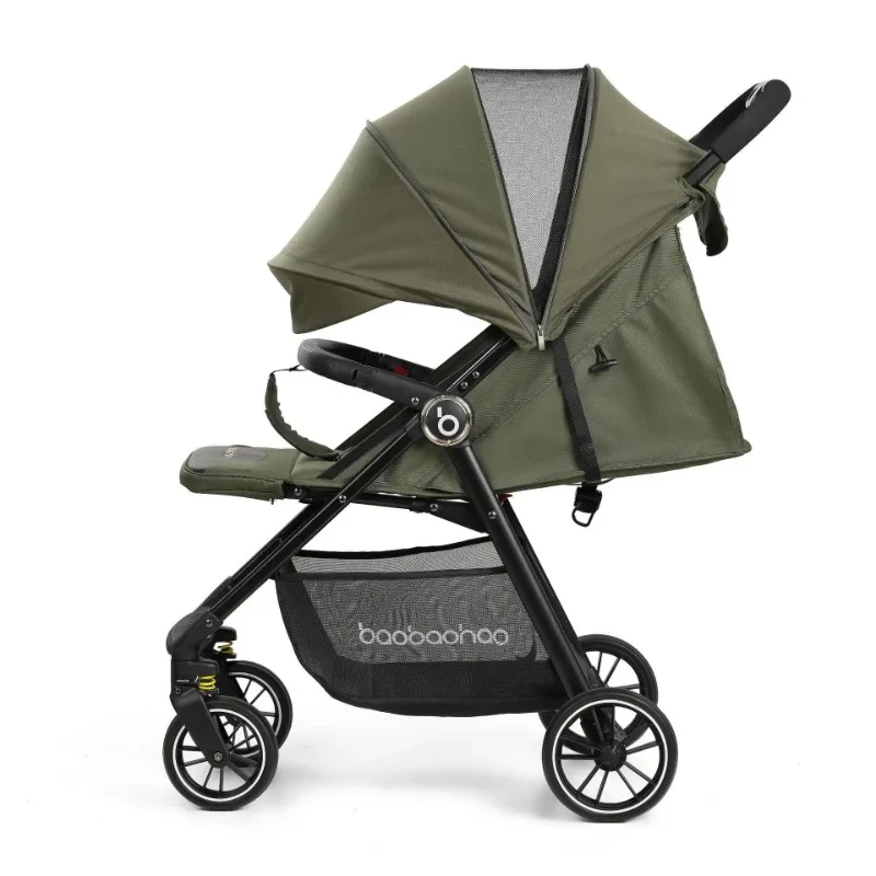 Baby Stroller Portable Folding can Sit and Lie Down Children's Four-Wheeled Stroller One Button to Close the Stroller