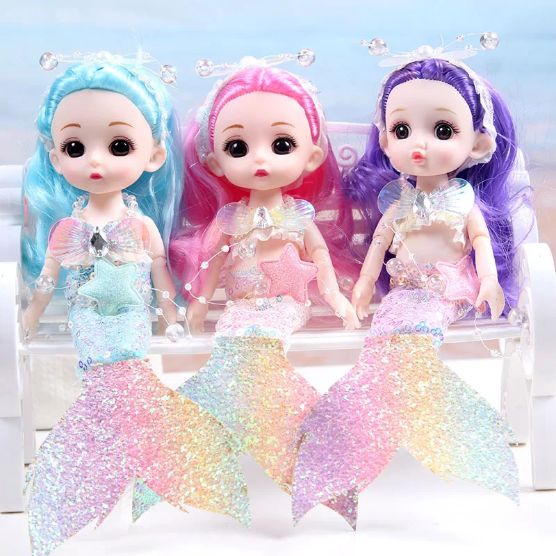 24ซม.Sequined Mermaid ตุ๊กตาเสื้อผ้า Headdress ข้อต่อ Movable เจ้าหญิงเด็กผู้หญิงตุ๊กตา Mermaid Dress Up DIY อุปกรณ์เสริมของเล่นของขวัญ