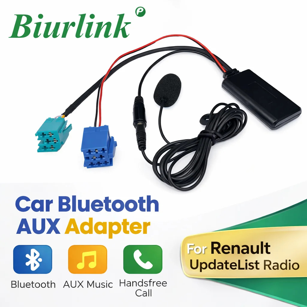 

Автомобильный Bluetooth-модуль Biurlink, AUX-адаптер с микрофоном, мини-кабель AUX ISO 6-контактный для автомагнитол Renault Updatelist