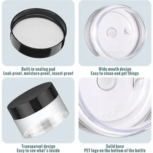 12 Buah Botol Krim Plastik Wadah Kecantikan Sampel dengan Botol Travel Mulut Lebar Anti Bocor untuk Krim Perlengkapan Mandi 2/3/5/10/15 / 20ml 8 toples sampel penjualan terbaik - №