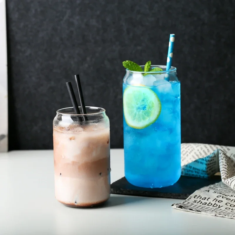 

400ML/550ML Creative Glass Coffee Mug Heat-Resistant Milk Ice Beer Cup Bar Cafe Cola Bottle Beverage Juice Cup Office Drinkware